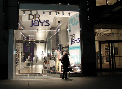 Dr Jays Flagship Store - Manhattan NYC at night